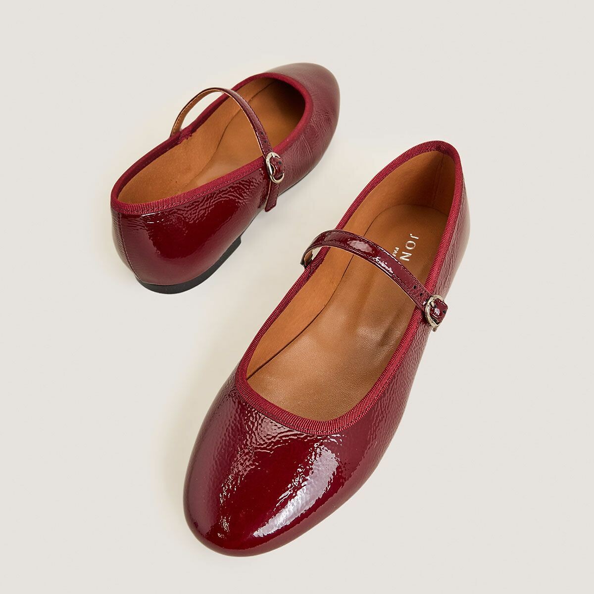 Leather Ballet Flats burgundy, JONAK