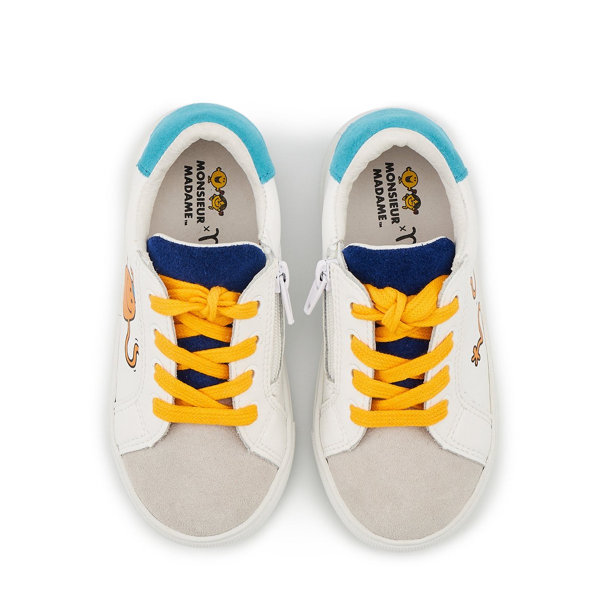 Baskets Enfant En Cuir Mini Simone Monsieur Madame Chatouille blanc, BONS BAISERS