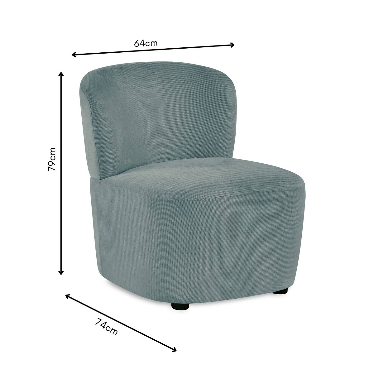 Lucerne Chenille Armless Accent Chair light blue, SO'HOME