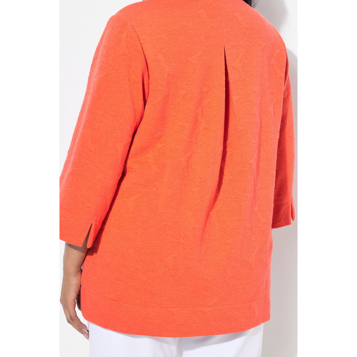 Veste en jersey stretch texturé. Col chemise rose corail, ULLA POPKEN