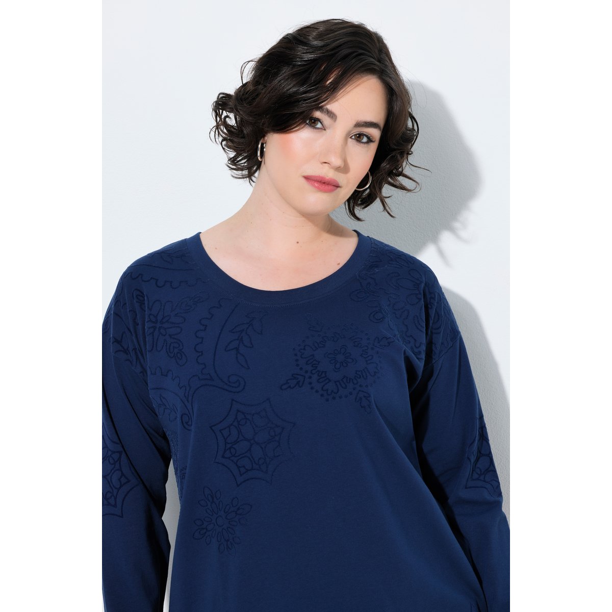 Robe en molleton, imprimé floqué bleu encre, ULLA POPKEN