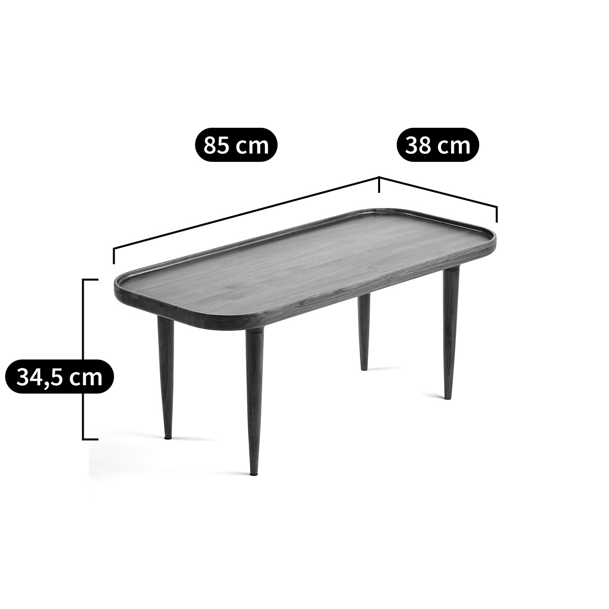 Table basse noyer massif Magosia, petit modèle noyer, AM.PM