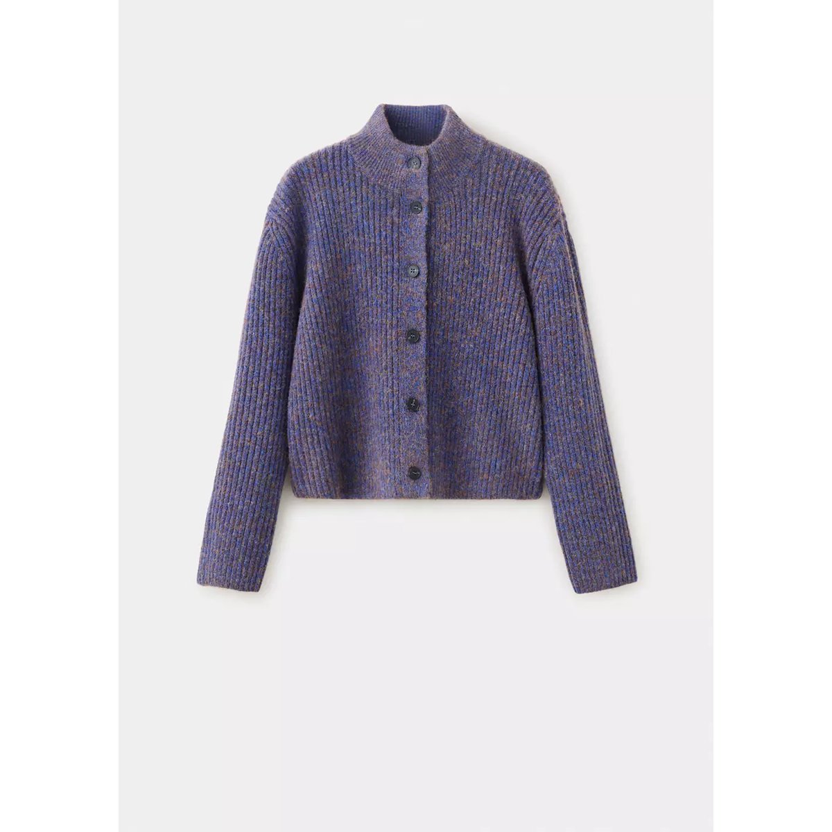 Cardigan chiné à col montant violet, MANGO