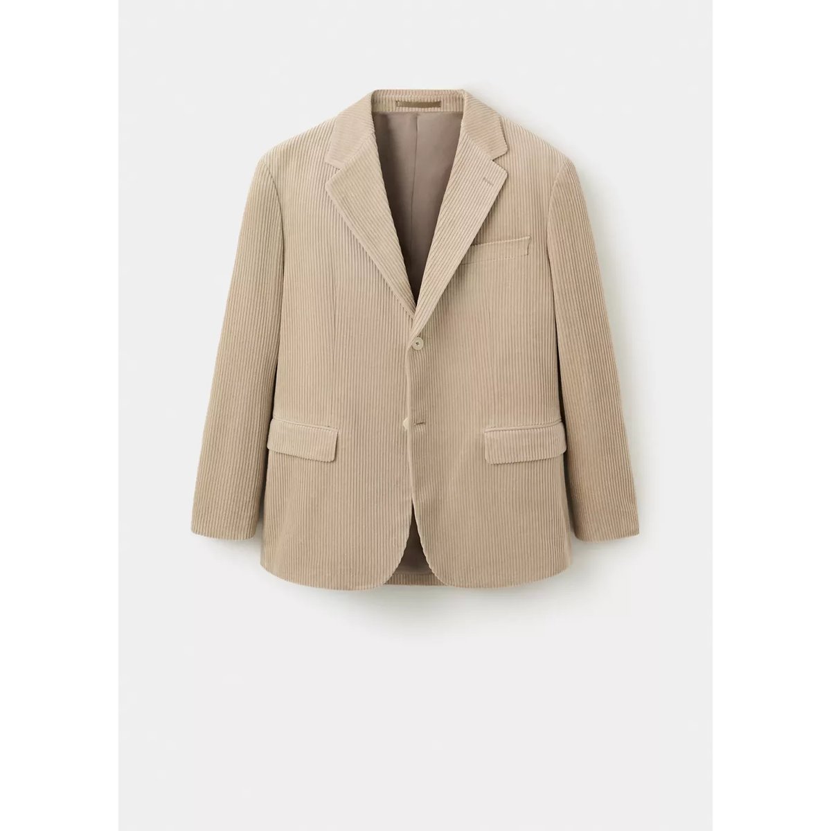 Blazer regular-fit velours côtelé beige, MANGO MAN