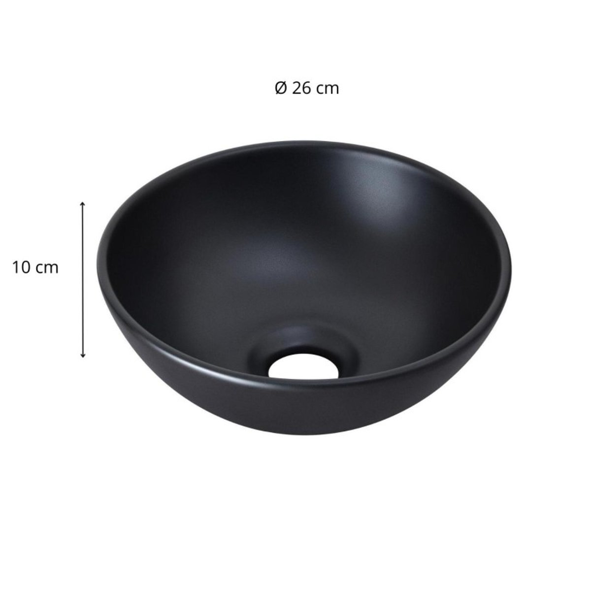 Vasque lave-mains à poser ronde en céramique noir 26cm SOHO noir, MOB IN