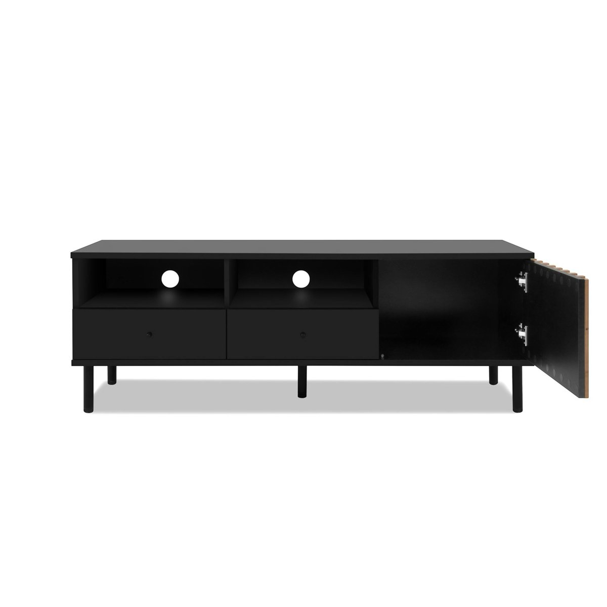 Meuble TV noir décor bois 1 porte 2 tiroirs NOREN noir, PIER IMPORT