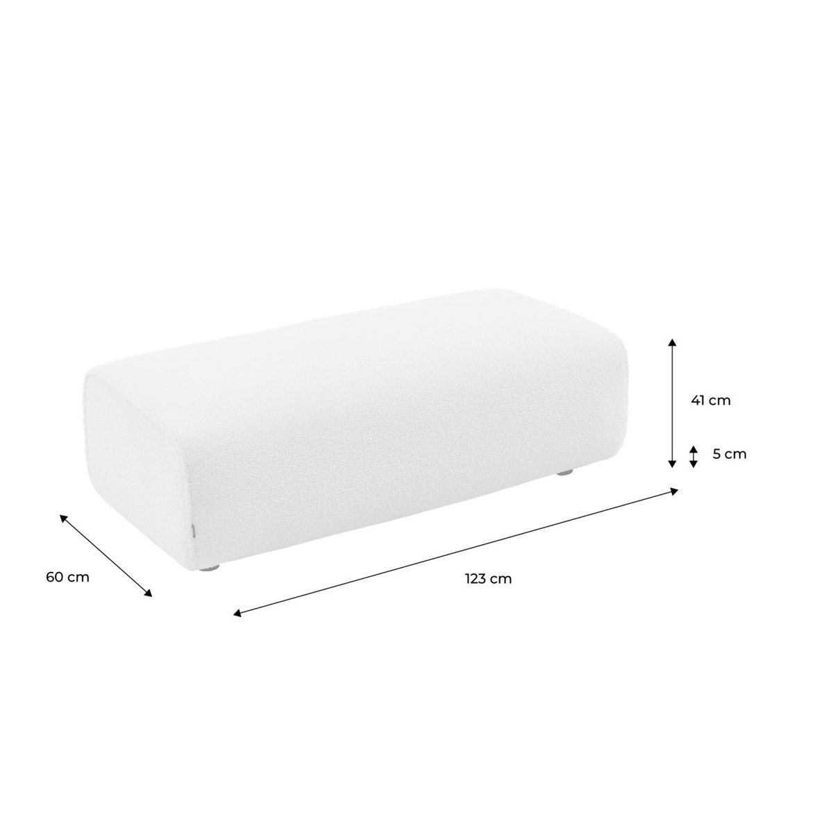 Pouf, repose-pieds pour canapé d'angle 3 places Wallas bouclette WALLAS crème, SWEEEK
