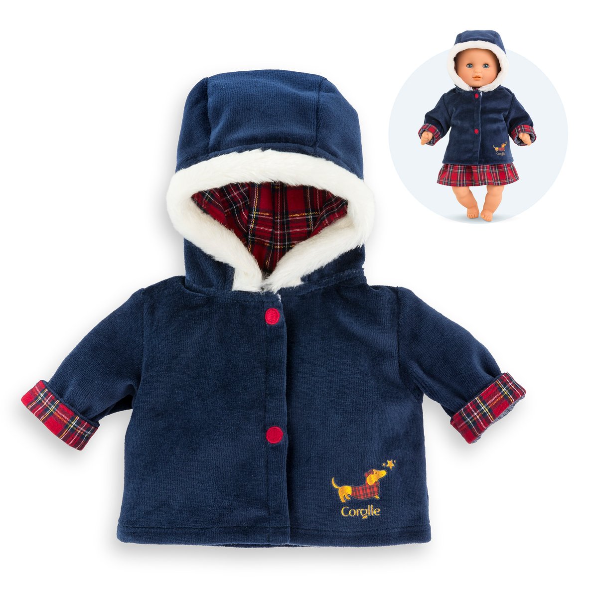 Manteau Corolle en Fêtes pour poupon 30 cm couleur unique, COROLLE