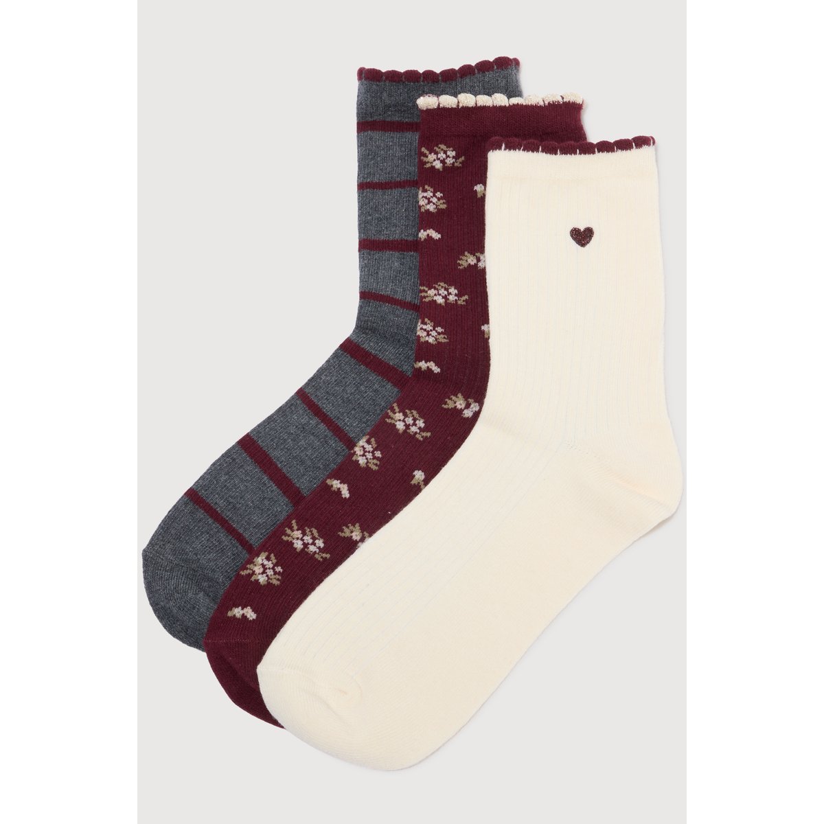 Lot de 3 paires chaussettes hautes blanc, BONOBO
