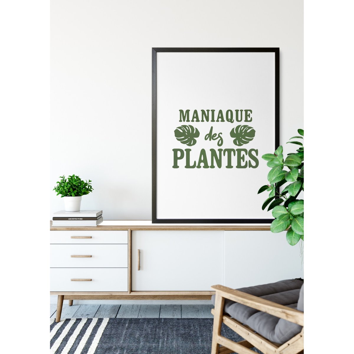 Poster Maniaque des plantes blanc, L'AFFICHERIE