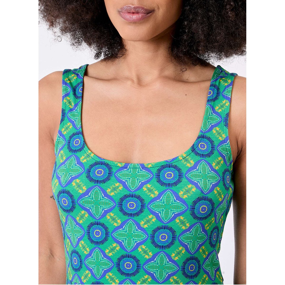 Robe imprimée maille rétro fluide DANETTE vert nairobi danette, PRINCESSE NOMADE