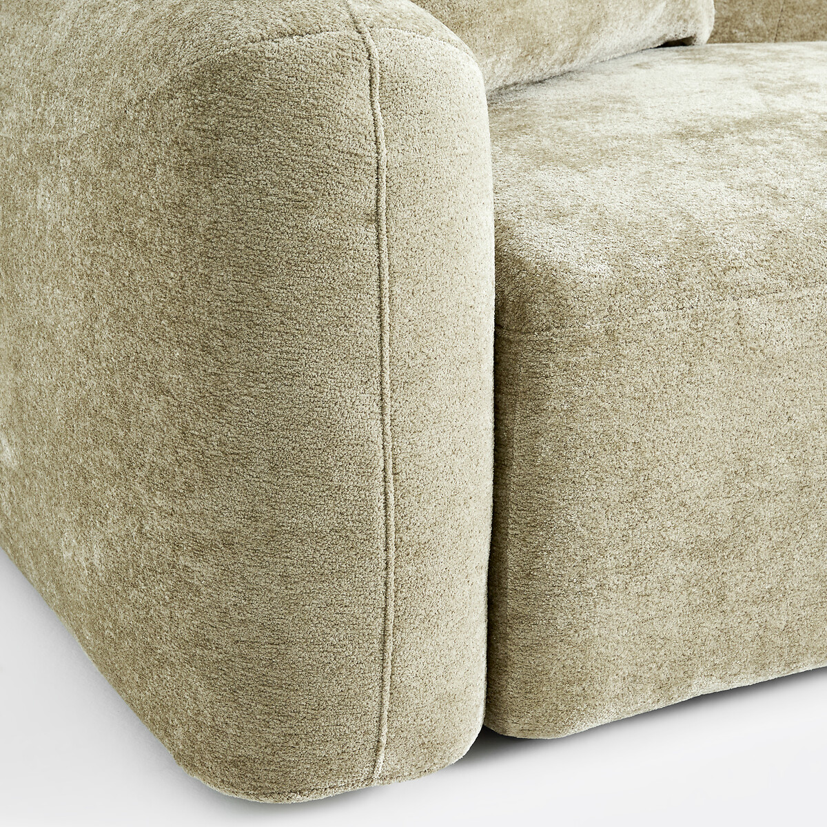 Canapé droit modulable, 3 places, en chenille épaisse, AMAD vert sauge, LA REDOUTE INTERIEURS