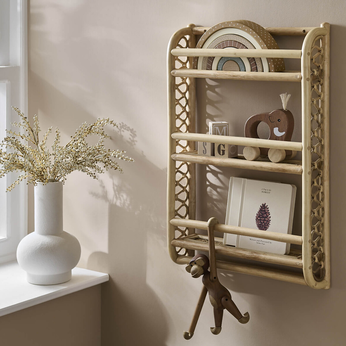 Aria Wave Bookshelf natural rattan, CUDDLECO