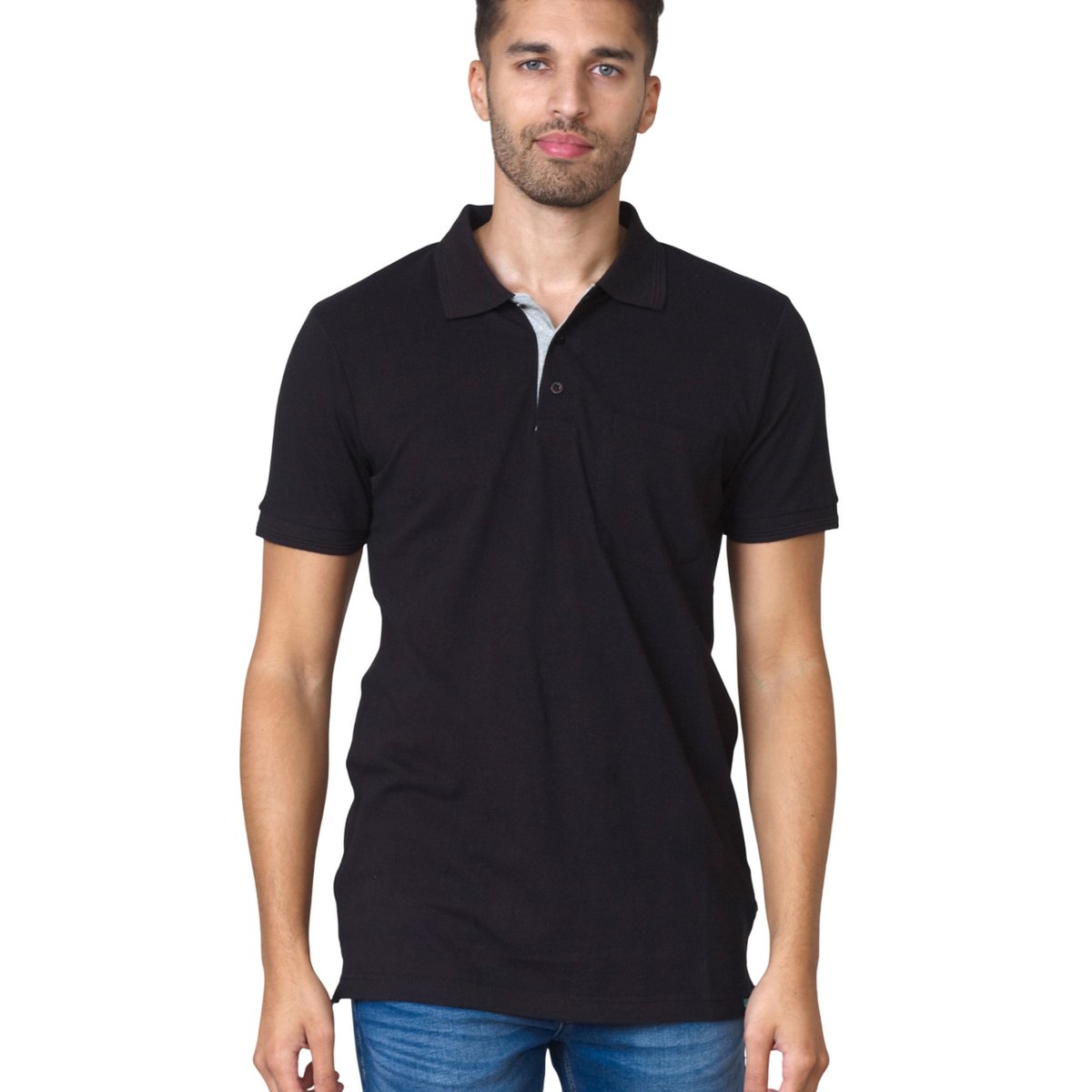 Polo uni manches courtes GRANT noir, DUKE