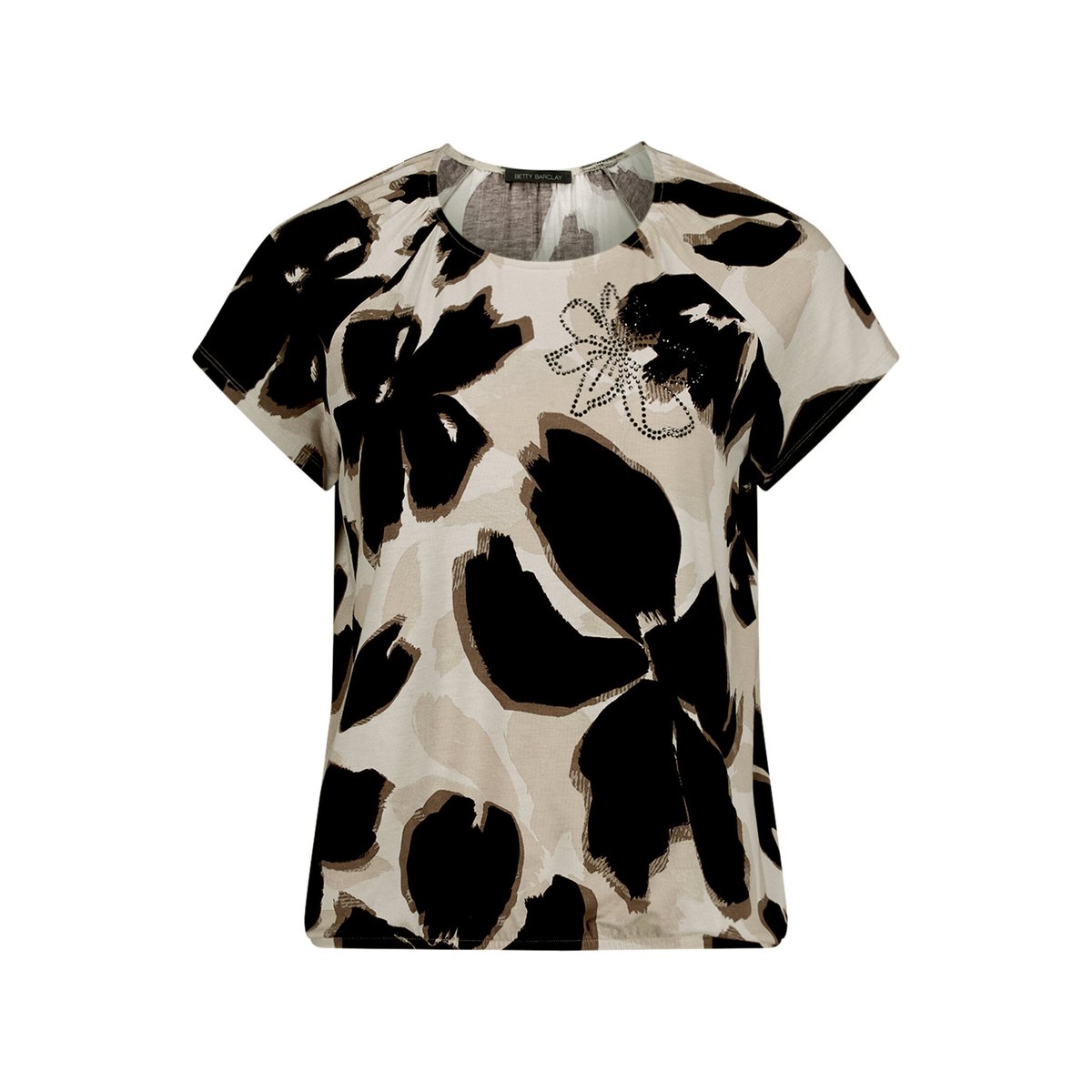 Haut imprimé à élastique beige/noir, BETTY BARCLAY
