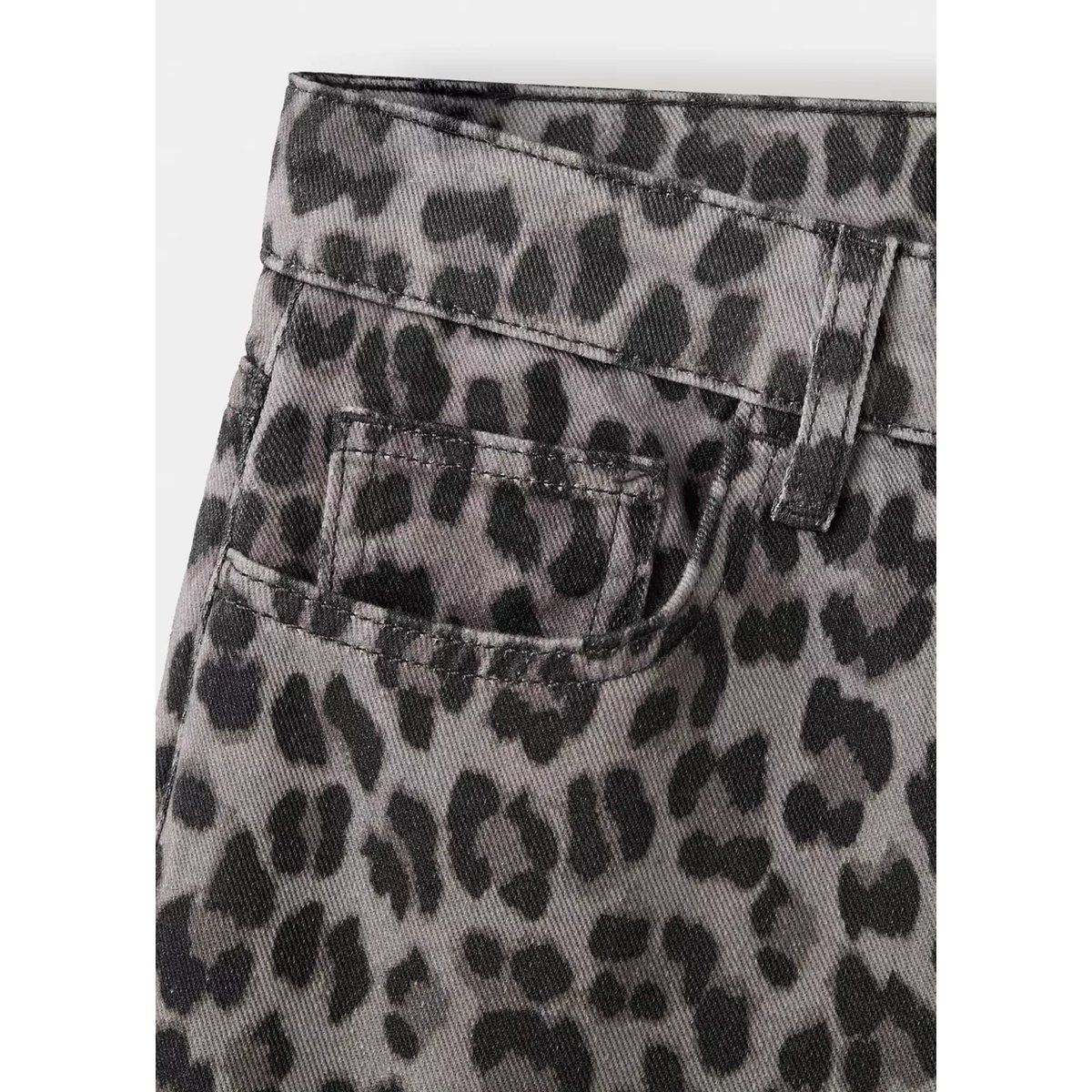 Jean droit léopard gris denim, MANGO