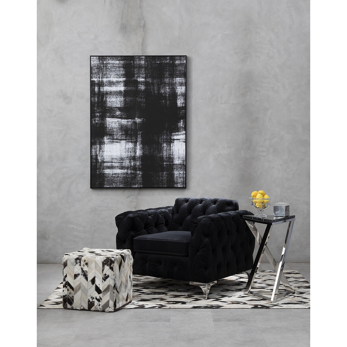 Large Black and White Abstract Wall Art with Classic Frame black, FIFTY FIVE SOUTH