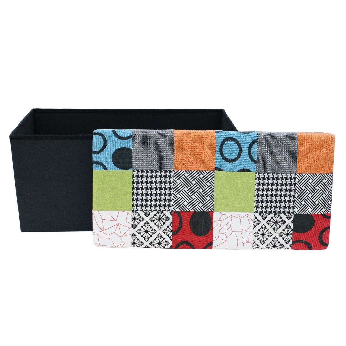Coffre de rangement pliable patchwork multicolore, EDEN