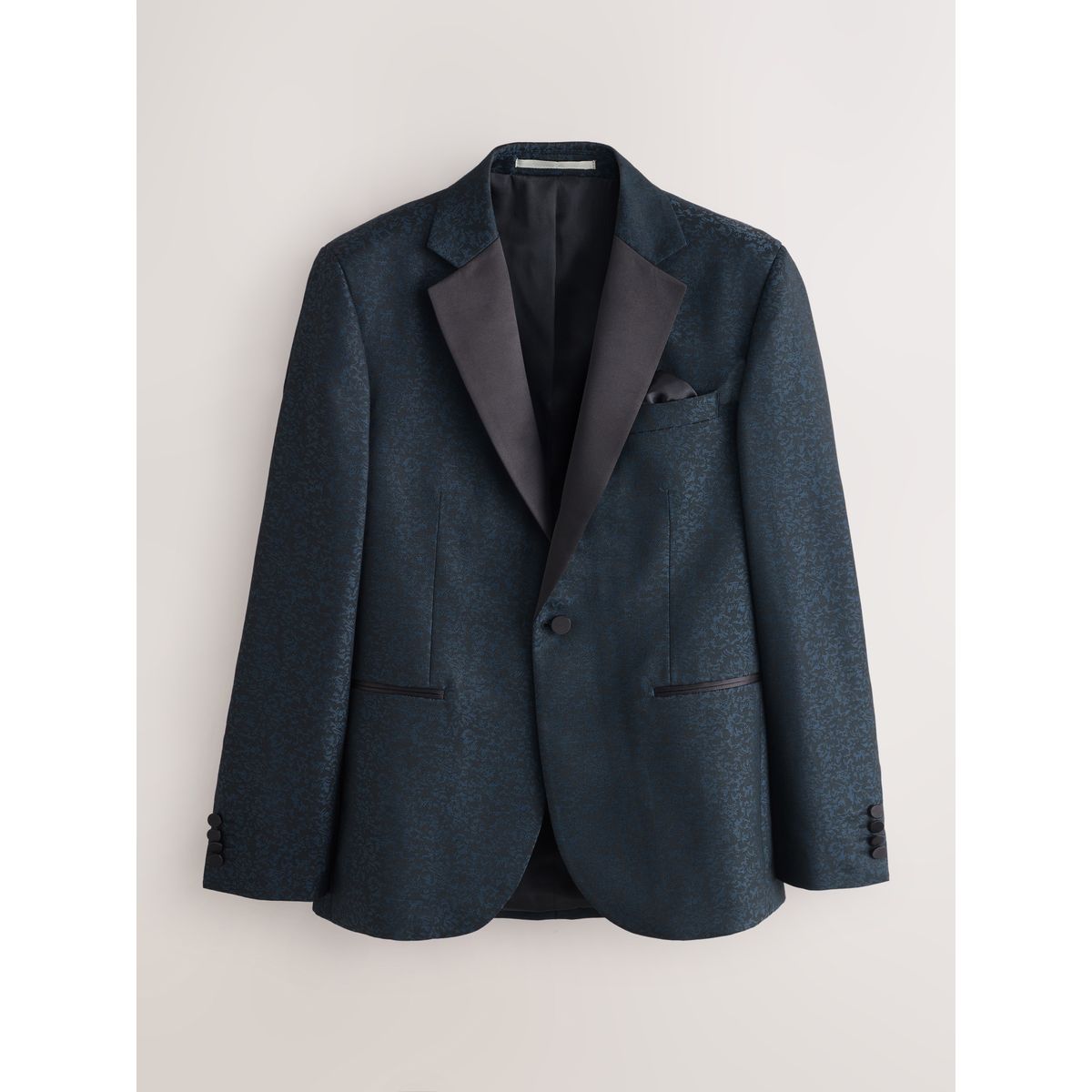 Veste de smoking slim en jacquard à motif bleu marine, NEXT