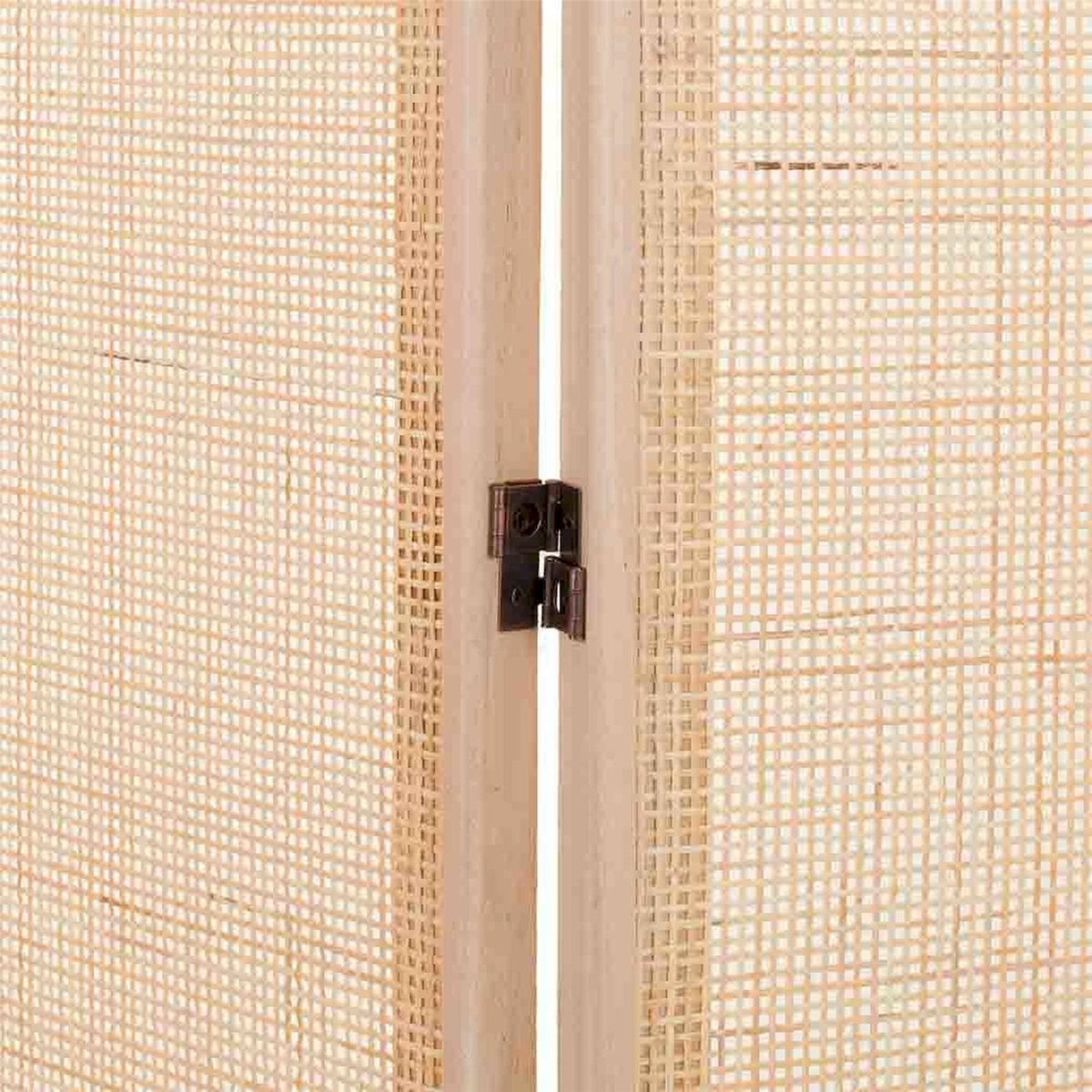 Paravent rectangulaire en bois et bambou bois naturel et cannage beige, RECOLLECTION