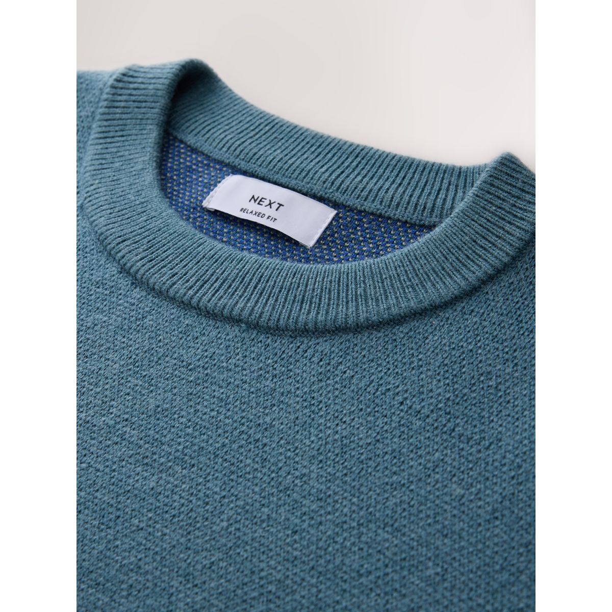 Pull ras du cou en maille à motif paysage bleu/vert, NEXT