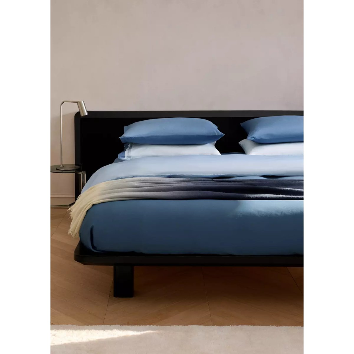 Housse de couette coton satin dégradé Lit 180/200 cm bleu, MANGO HOME