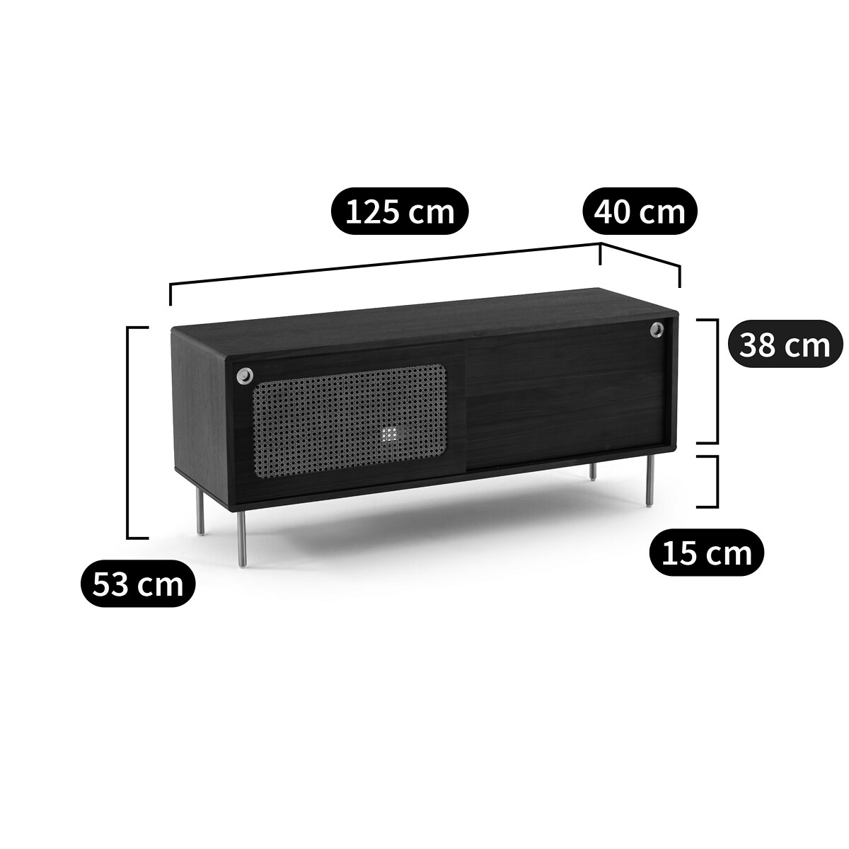 Meuble TV noyer et cannage, longueur 125 cm, REDPOP noyer, LA REDOUTE INTERIEURS