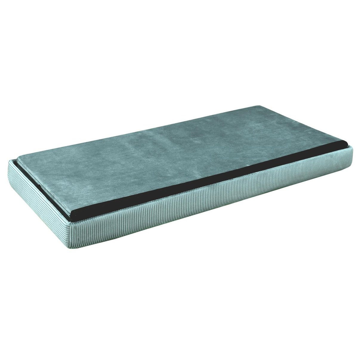 Banc coffre de rangement pliable en velours côtelé GIULIA bleu, EDEN