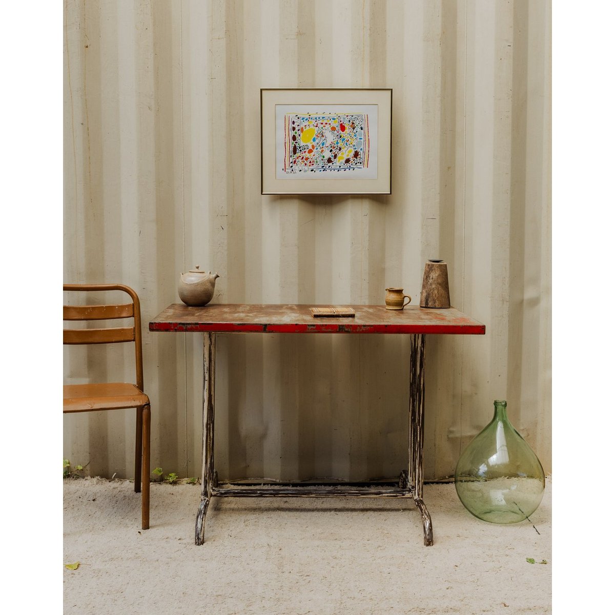 Table à manger en métal Karla N°1193 - Bon état gris, DEBONGOUT