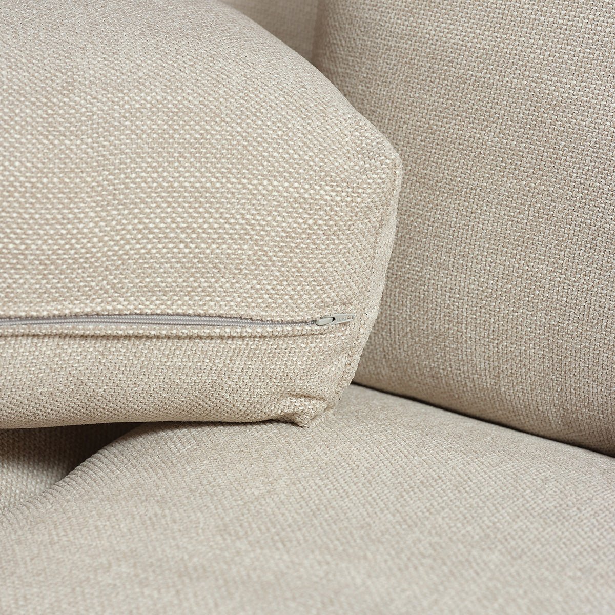 Canapé droit 3 places en tissu texturé JACQUES beige chiné, BERAH GETAH