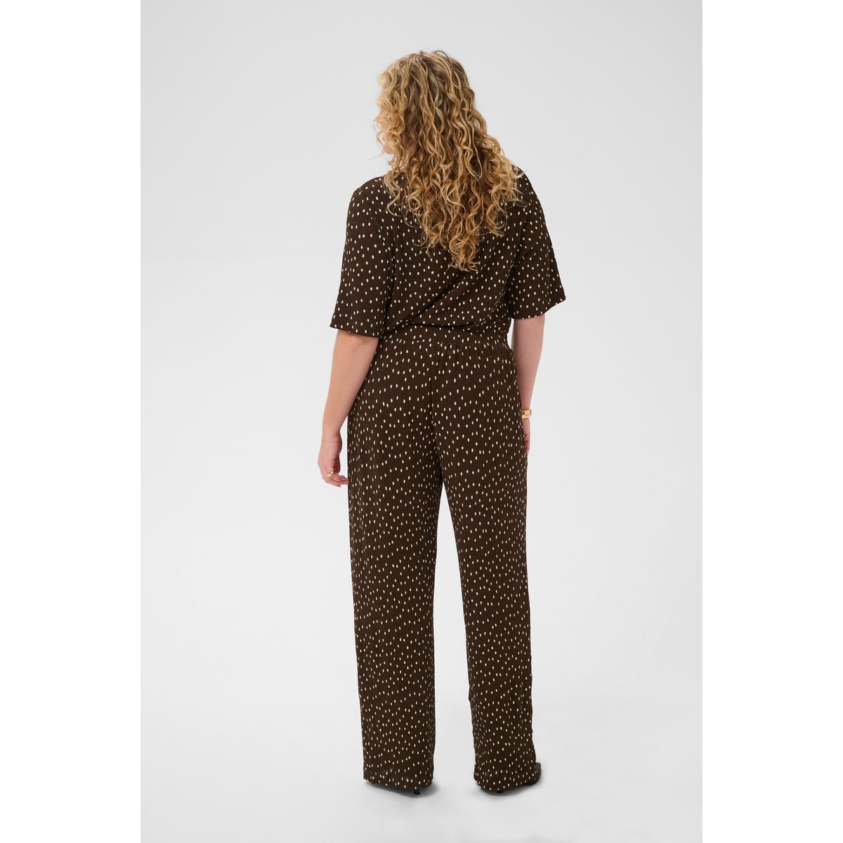 Pantalon en jersey coffee bean turtledove dot, KAFFE CURVE