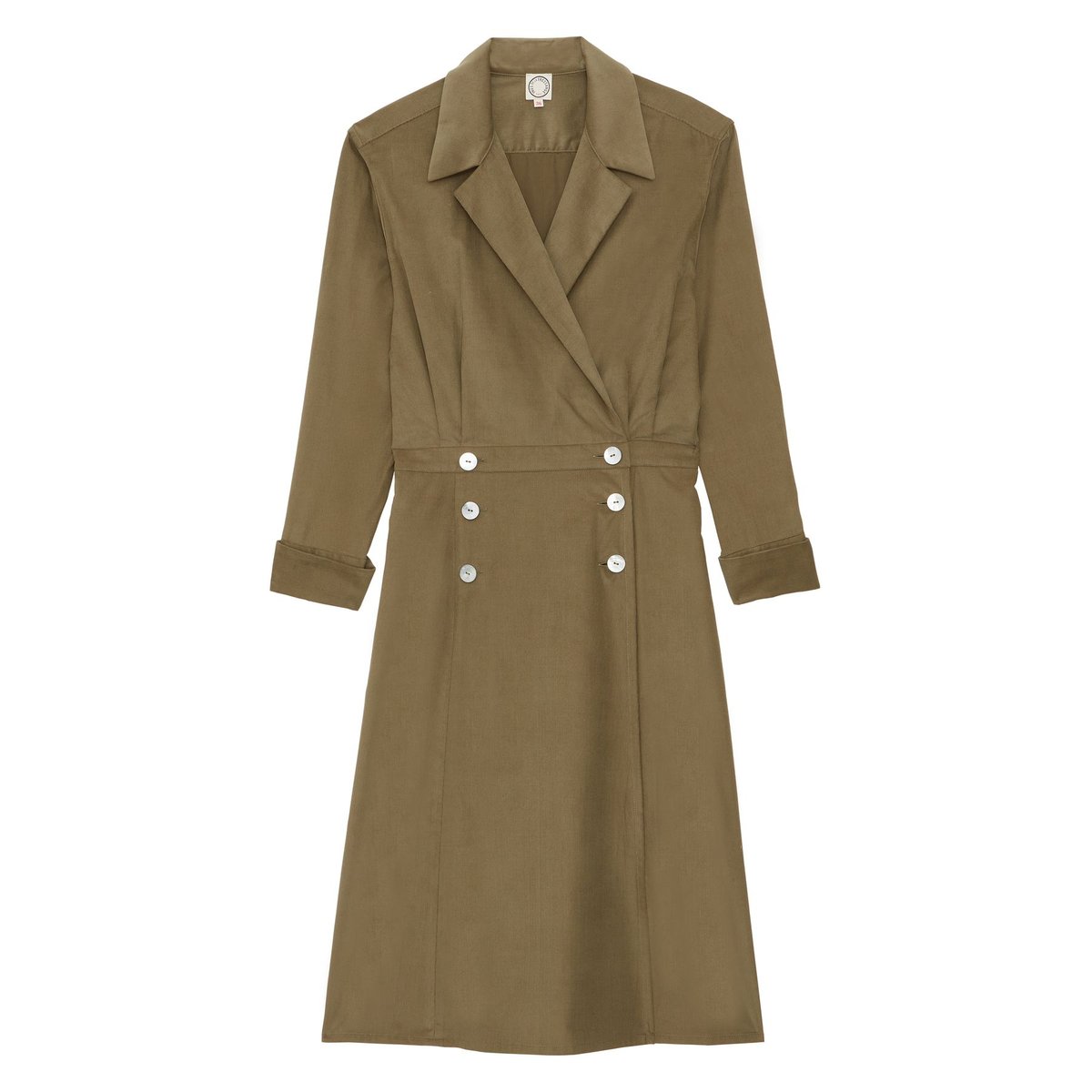 Robe portefeuille Namo en coton vert, INES DE LA FRESSANGE PARIS