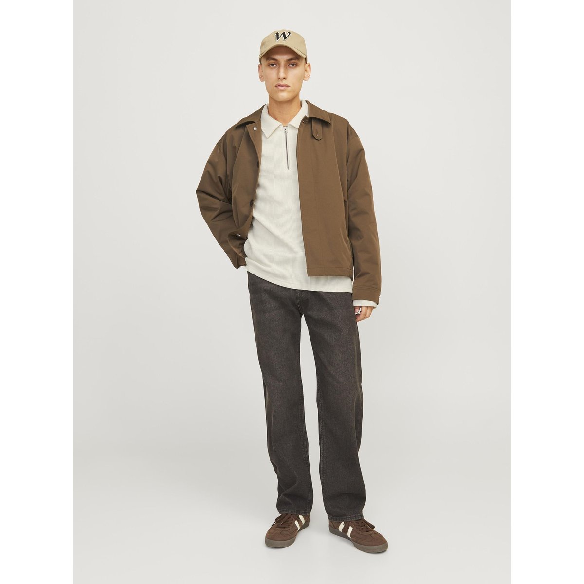Sweat À Mi-Fermeture Éclair antique white, JACK & JONES