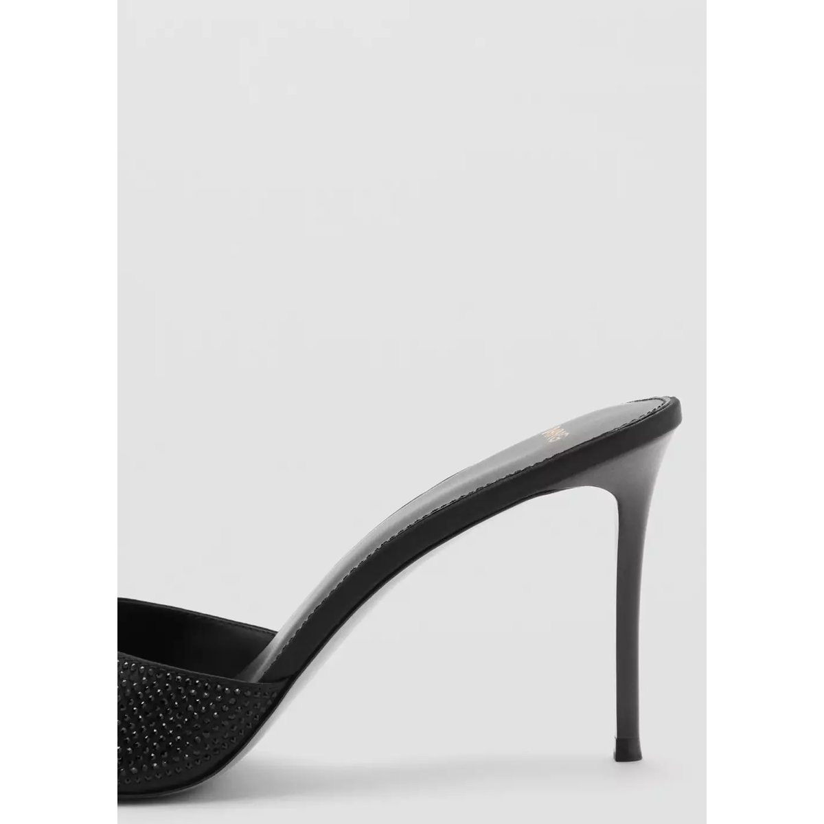 Sandales talon brillantes noir, MANGO