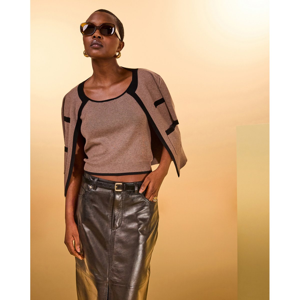 Ceinture fine en cuir noir, RODIER