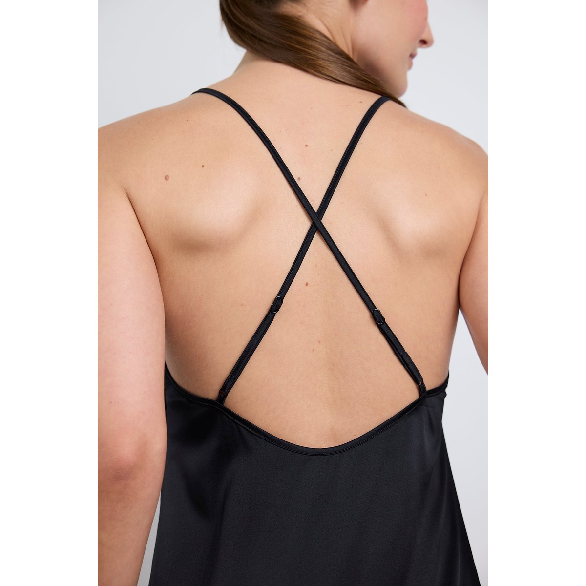 Nuisette longue en soie SILK'N MOON noir, MAISON LEJABY