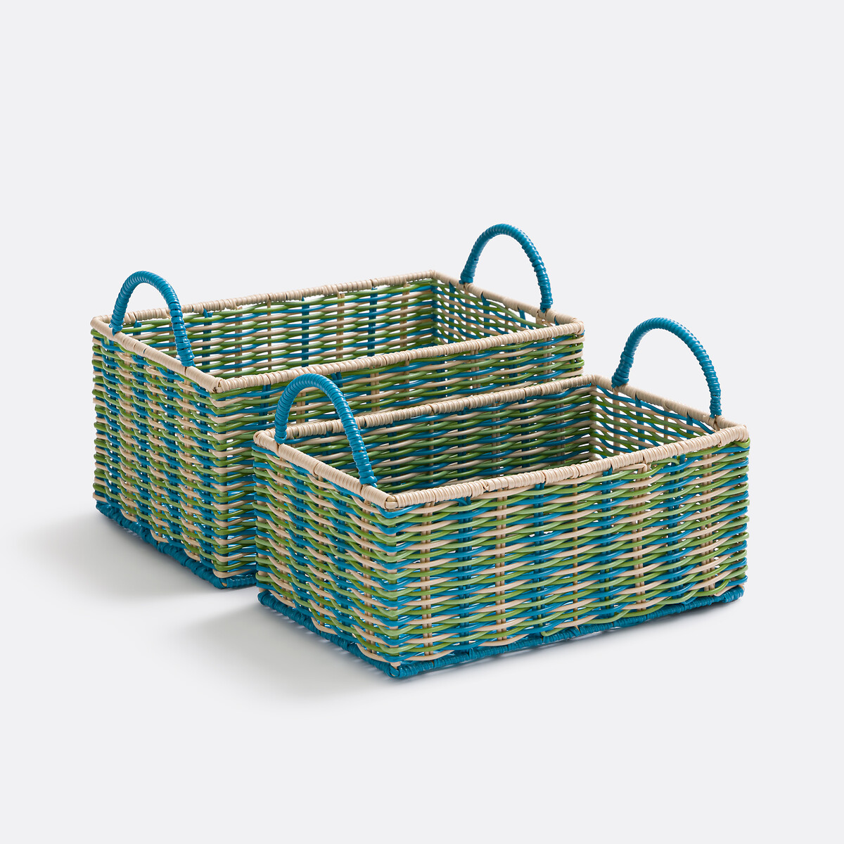 Lot de 2 paniers tressés en scoubidou, Myca multicolore, LA REDOUTE INTERIEURS