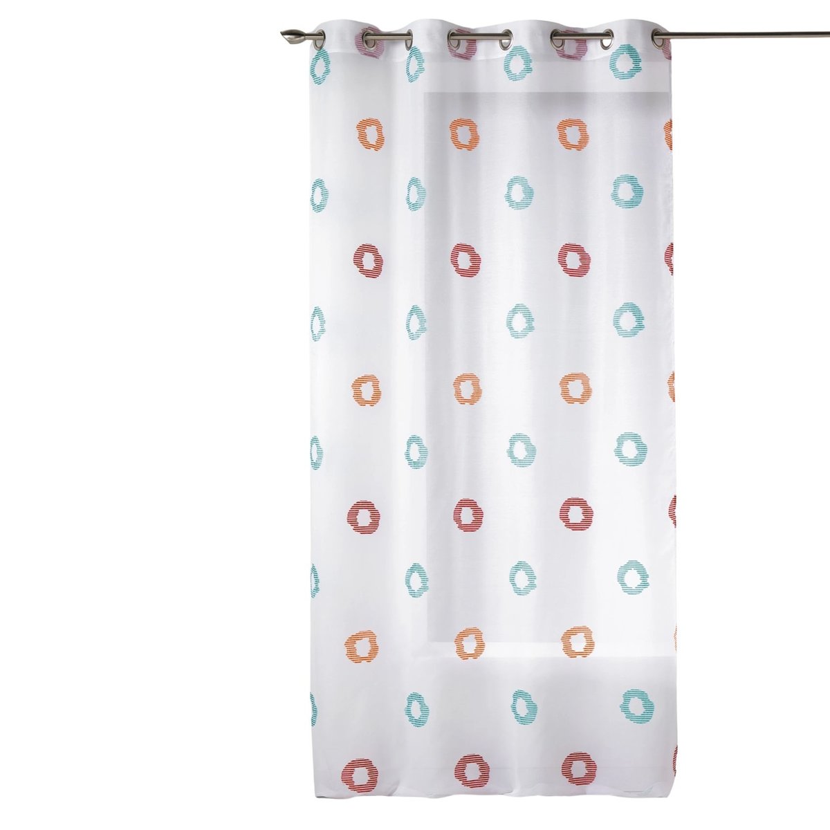 Voilage léger à motifs de cercles rayés stylisés turquoise, HOME MAISON