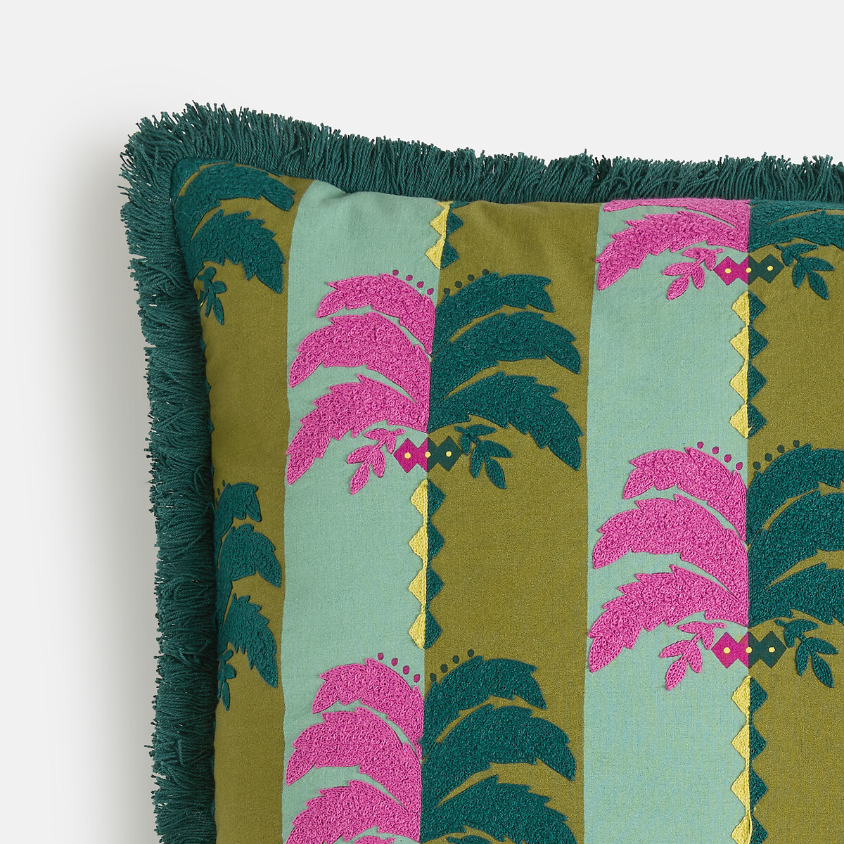 Housse de coussin, percale de coton, 45 x 45 cm, ROSA vert/rose, LA REDOUTE INTERIEURS