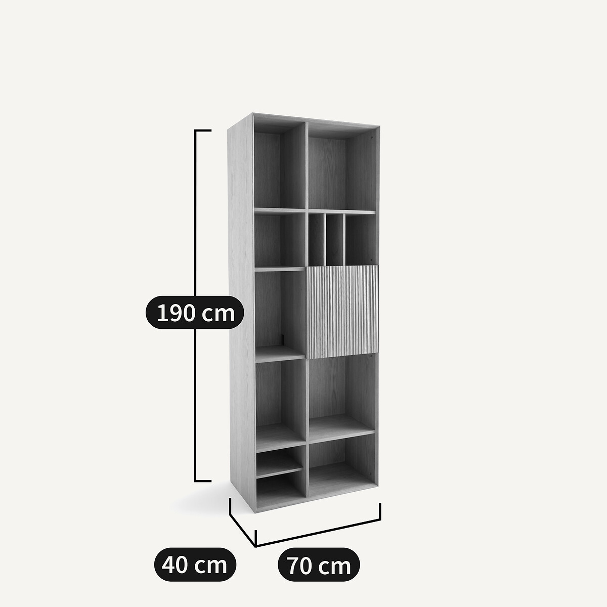 Boekenkast met 1 deur in eiken en fineer, Mikube naturel eikenhout, AM.PM
