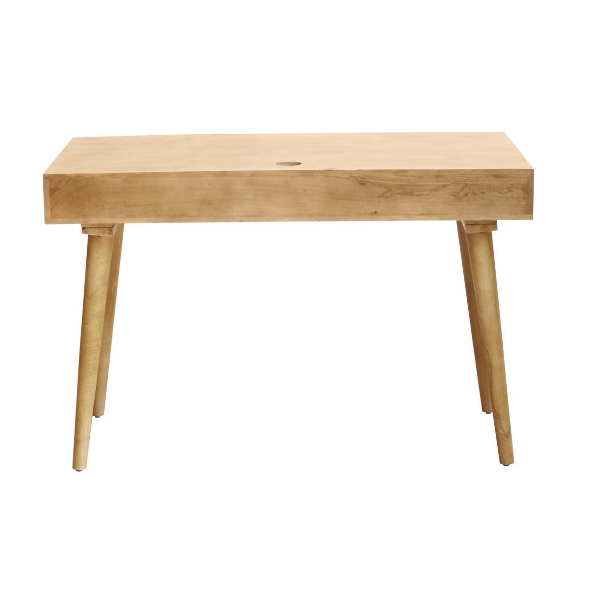 Bureau avec rangements 2 tiroirs ethnique bois manguier massif gravé L120 cm KAFFIR bois brut, MILIBOO