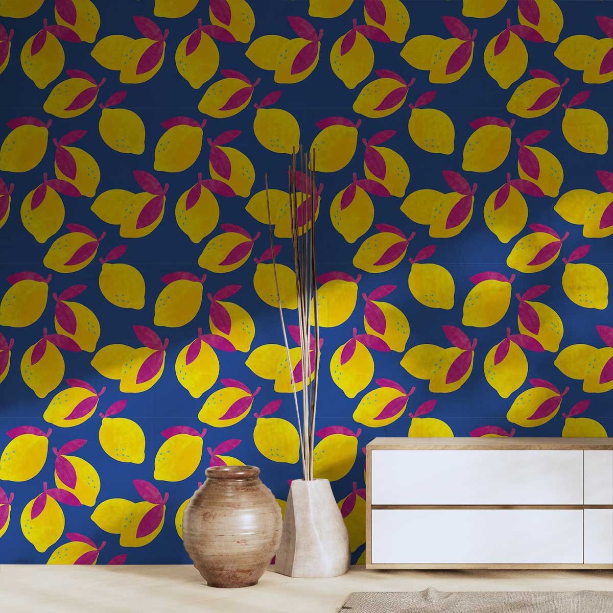 Papier peint citrons pop intissé, HEXOA