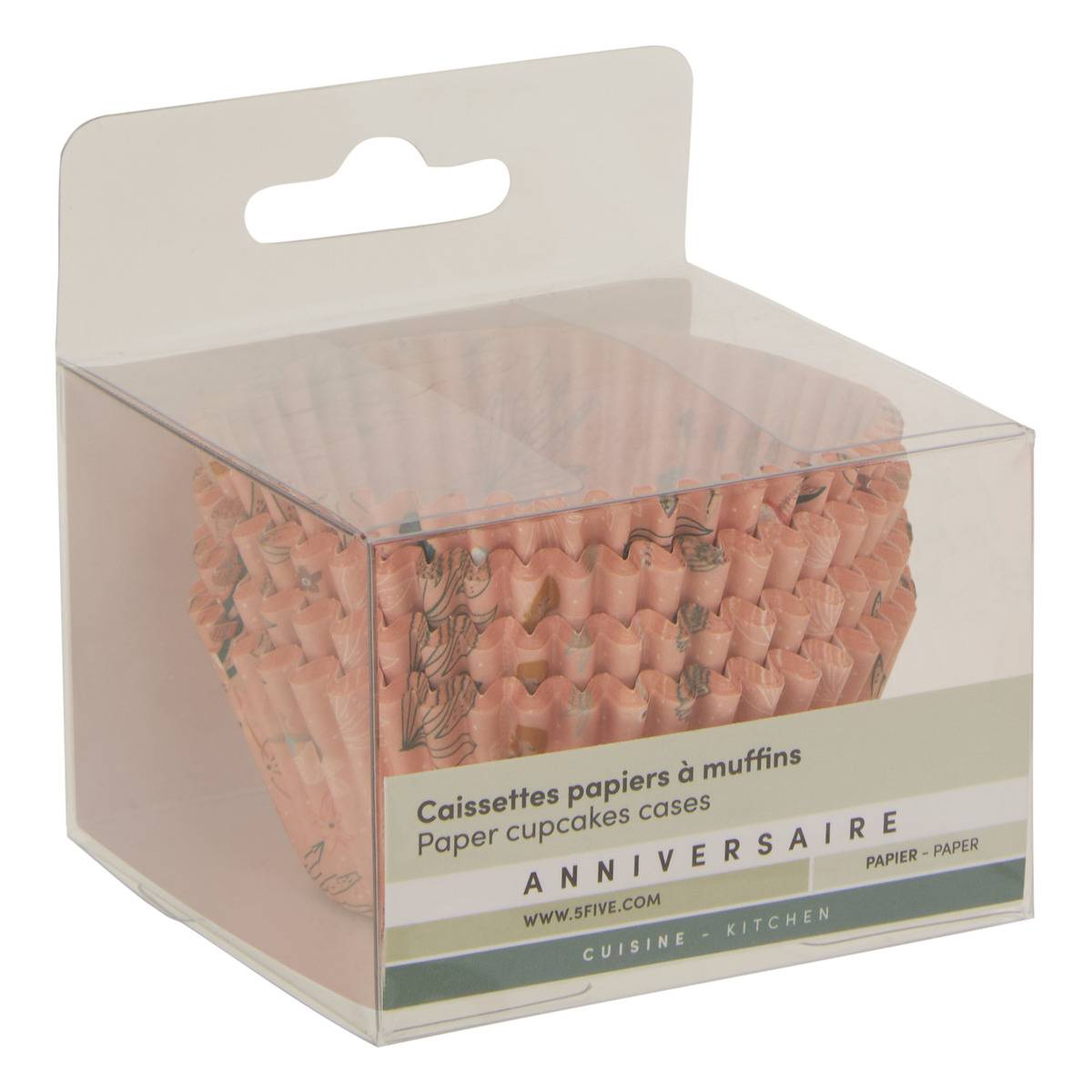 Lot de 75 caissettes à muffins papier fées ANNIVERSAIRE rose, 5FIVE SIMPLY SMART