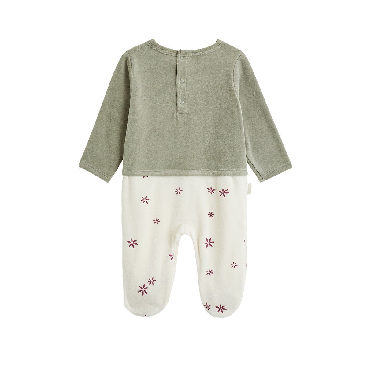 Pyjama bébé en velours Misti kaki, PETIT BEGUIN