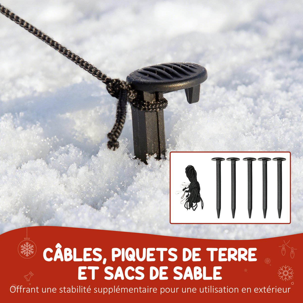 Bonhomme de neige gonflable Polyester Blanc blanc, OUTSUNNY