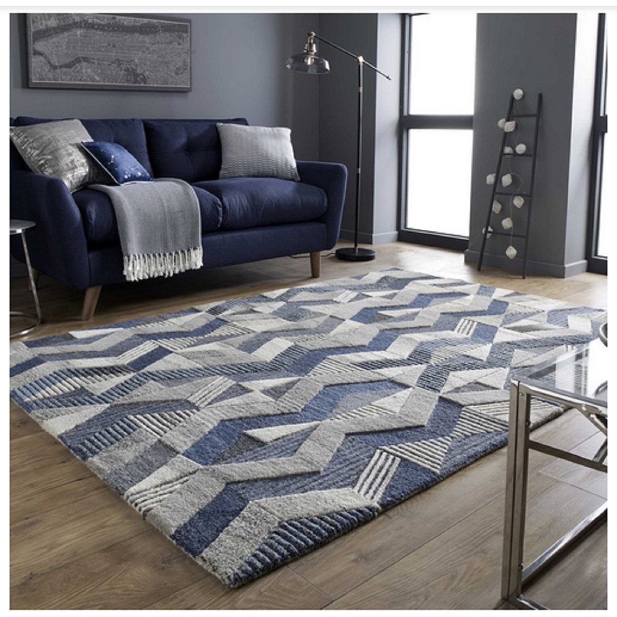 Tapis en laine ASHER bleu, FLAIR RUGS