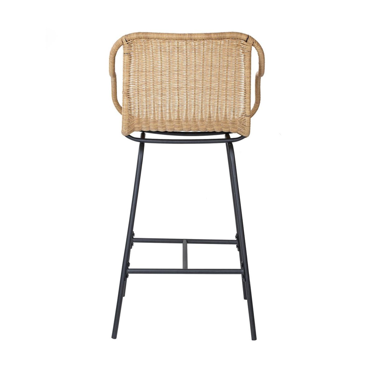 Lot de chaises de bar et d'ilot en métal et assise rotin 65cm MOOREA | Lot de 8 naturel, MOB IN