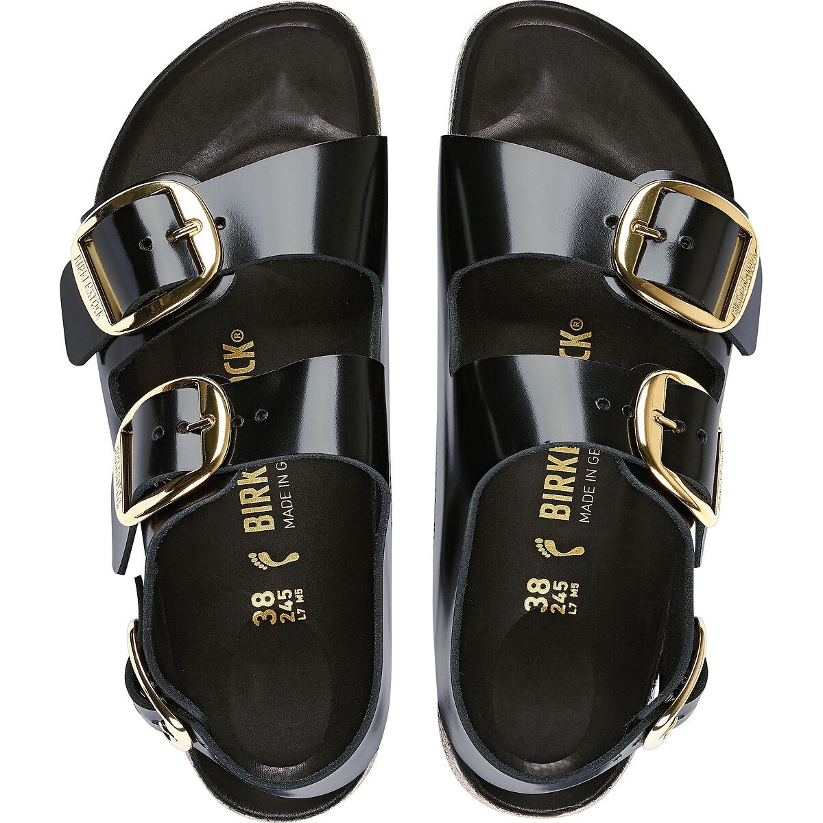 Sandales avec bride arrière MILANO BIG BUCKLE noir verni, BIRKENSTOCK