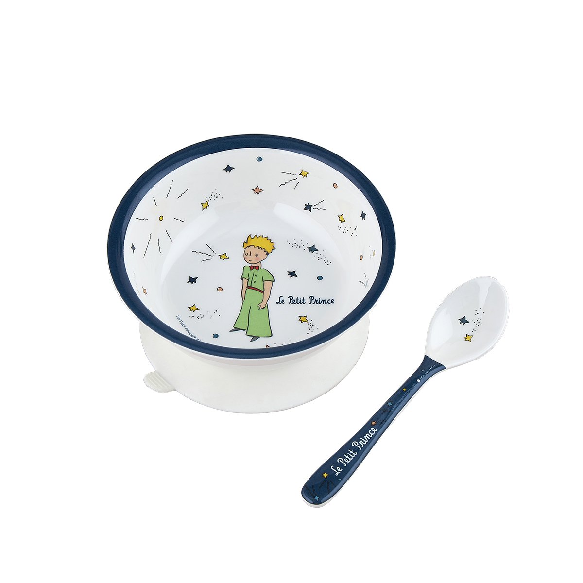 Bol ventouse avec cuillère LE PETIT PRINCE blanc / bleu, PETIT JOUR