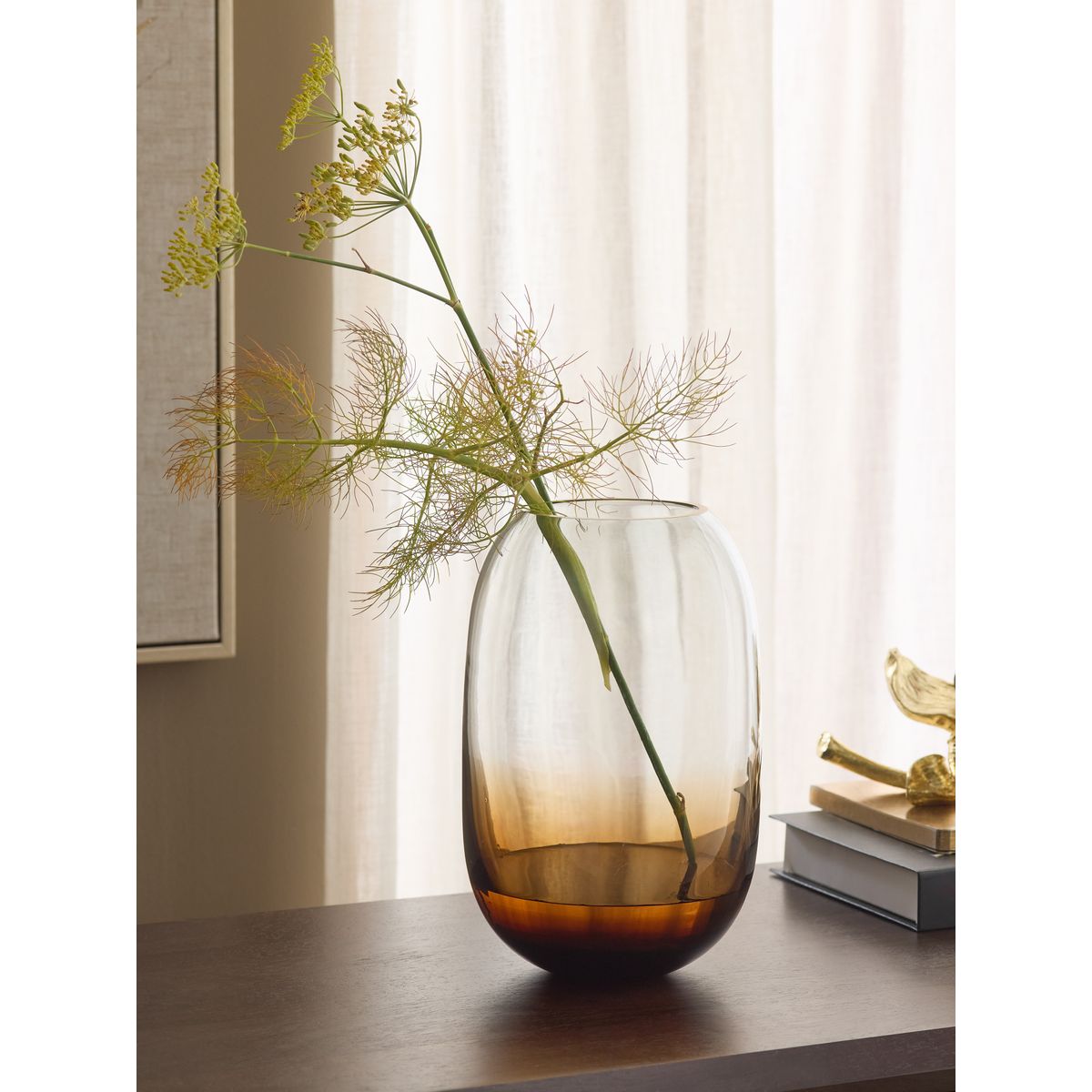 Vase en verre effet dégradé cooper ambre, NEXT